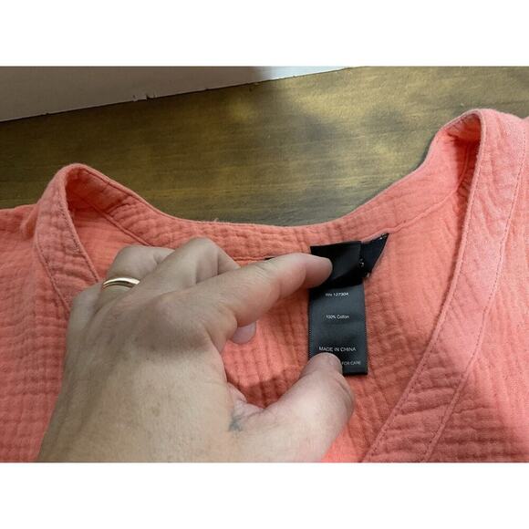 Ali Miles Shrimp Peach/White TIE DYE STRIPE Tunic Blouse Top 100% COTTON 1X - Picture 3 of 10